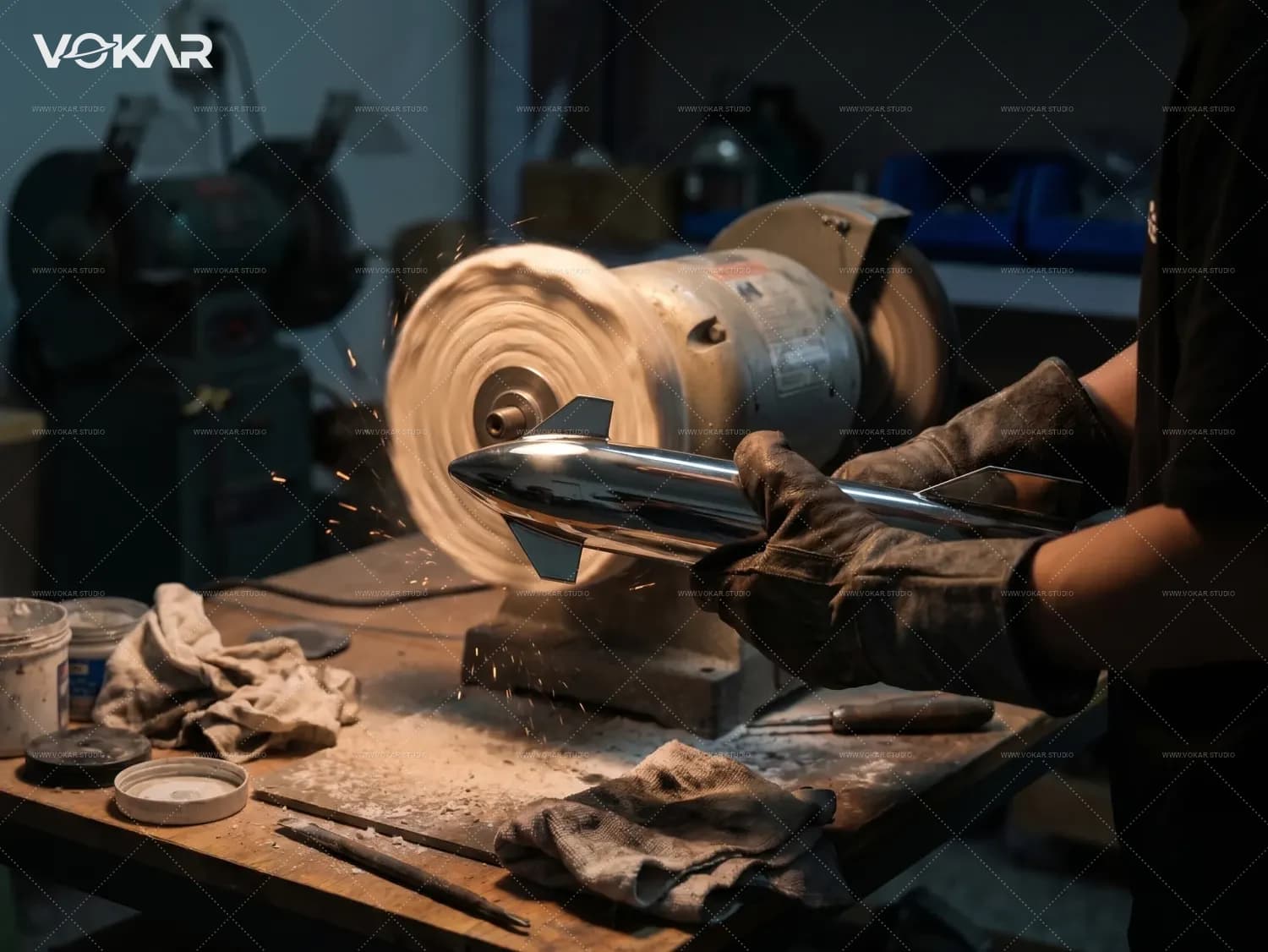 Polishing process for a stainless steel Starship model